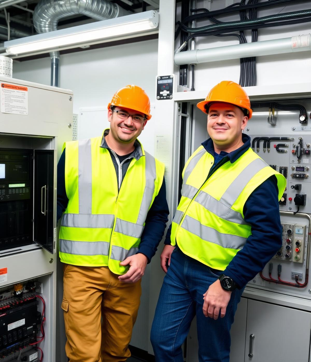 Midstop electricians working on an industrial distribution board