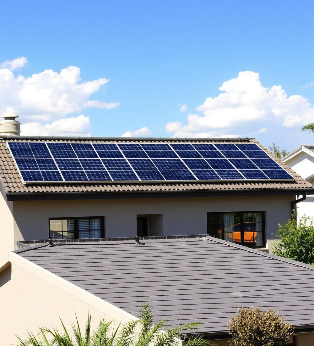 Residential home with rooftop solar panels